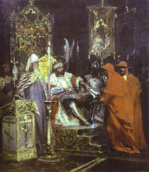 Henryk Siemiradzki Prince Alexander Nevsky Receiving Papal Legates. China oil painting art